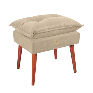 Puff Banqueta para Descanso Penteadeira em Suede Bege