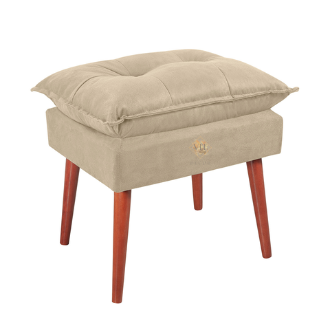 Puff Banqueta para Descanso Penteadeira em Suede Bege