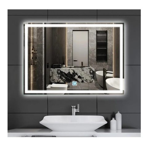 Espelho Jateado Iluminado com Led Frio e Touch 100x50cm Horizontal