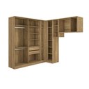 Ver imagem 3 de Guarda Roupa Quarto Modulado Solteiro Adapt 6 Peças Nogueira/Azul Profundo 246cm x 241cm - Kappesberg