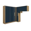 Ver imagem 2 de Guarda Roupa Quarto Modulado Solteiro Adapt 6 Peças Nogueira/Azul Profundo 246cm x 241cm - Kappesberg