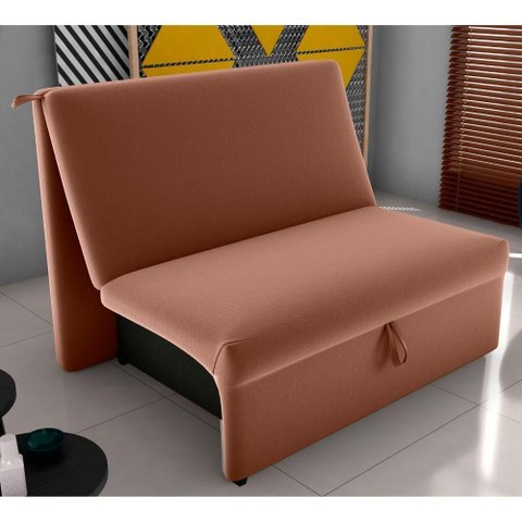 Sofá Cama Névoa 2 Lugares 113cm Ferrugem Veludo Matrix Moderno Alça Frontal