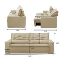 Ver imagem 3 de Sofá Retrátil e Reclinável 3 Lugares com Molas 1,80m Lima Suede Bege Mirra Decor