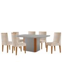 Ver imagem 2 de Mesa de Jantar Isadora 180cm Tampo MDF Vidro com 6 Cadeiras Veludo Creme Off White Naturale