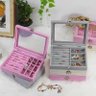 Porta Joias Tampa Organizador Veludo Divisória Rosa Barbie - 1