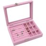 Porta Joias Tampa Organizador Veludo Divisória Rosa Barbie - 2