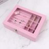Porta Joias Tampa Organizador Veludo Divisória Rosa Barbie - 3