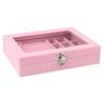 Porta Joias Tampa Organizador Veludo Divisória Rosa Barbie - 6