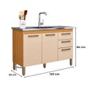 Ver imagem 2 de Balcão Cozinha para Pia 120cm sem Tampo 2 Portas 3 Gavetas