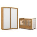 Ver imagem 1 de Jogo de Quarto Infantil Tutto New Guarda Roupa 2 Portas e Berço Freijó/branco Soft com Capiton