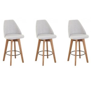 Kit 3 Banquetas Maya Gourmet Giratória-tamanho Médio 62 Cm do Chão até o Assento-tecido Linho Gat Ma