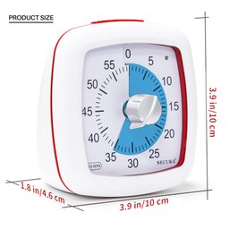 Secura Timer Visual de 60 Minutos para Estudo e Gestão de Tempo (azul e Branco) - 8