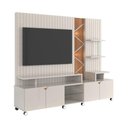 Ver imagem 6 de Home Painel para TV até 55" Belfast 210cm com 4 Portas Off White Perolizado Jequitiba