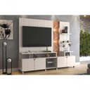 Ver imagem 1 de Home Painel para TV até 55" Belfast 210cm com 4 Portas Off White Perolizado Jequitiba