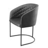 Poltrona Estofada com Base Fixa em Aço Carbono Pintura Epóxi – Mavie Exclusiva Courino Durango Preto - 3