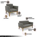 Ver imagem 3 de Conjunto Poltrona e Namoradeira Decorativas Karen Pés Fixo em Madeira Castanho Suede Grafite G19 - G