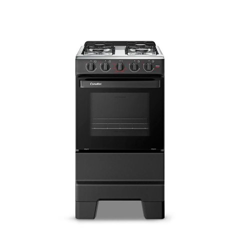 Fogão Esmaltec 4 Bocas Ideal Pop Mesa de Aço Inox Preto F4isp