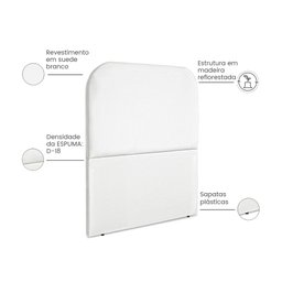 Cabeceira Estofada Solteiro Alana 90cm Suede Branco - 4