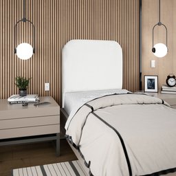 Cabeceira Estofada Solteiro Alana 90cm Suede Branco - 3