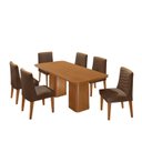 Ver imagem 2 de Conjunto Sala de Jantar Mesa Tampo MDF 6 Cadeiras Sakura Marrom/Marromle/Off White
