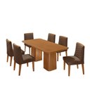 Ver imagem 2 de Conjunto Sala de Jantar Mesa Tampo MDF 6 Cadeiras Sakura Marrom/Marromle/Off White