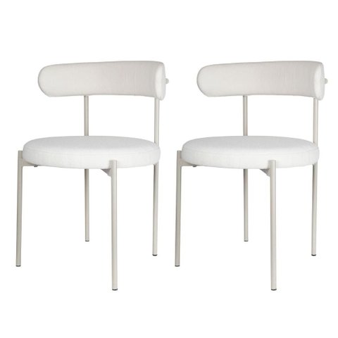 Kit 2 Cadeiras Serena Rivatti 54 Cm (largura) Estofado em Bouclé Off White e Base em Aço Areia