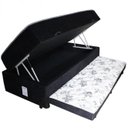 Ver imagem 1 de Cama Box Baú Solteiro Conjugada de Mola com Cama Auxiliar Bicama 3 em 1 Suede Preto