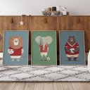 Ver imagem 1 de Kit 3 Quadros Decorativos Infantil | Safari - Jogadores da Selva NO2 - 40x60 - Moldura Madeira