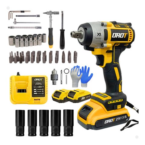 Chave de Impacto Parafusadeira Furadeira Orot + Jogo Catraca 48pçs