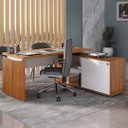 Ver imagem 2 de Mesa Escritório em L Gerência 170cm Corp A06 Freijó/branco - Mpozenato