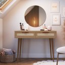 Ver imagem 3 de Penteadeira Retrô 100cm C/ Tela Sustentável Couro Pé Madeira:olmo