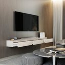Ver imagem 4 de Rack Suspenso para TV até 75 Polegadas 100% MDF 179,6cm 3 Gavetas Aspen 1.80