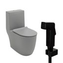 Ver imagem 1 de Kit Vaso Sanitário Monobloco Amazonita e Ducha Higiênica para Banheiro Jacuí - Cinza e Preto