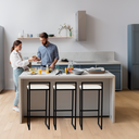 Ver imagem 6 de Kit 3 Banqueta Quadrada Preta para Balcão Ilha Cozinha Gourmet Bancada Piscina Bares Àrea de Lazer