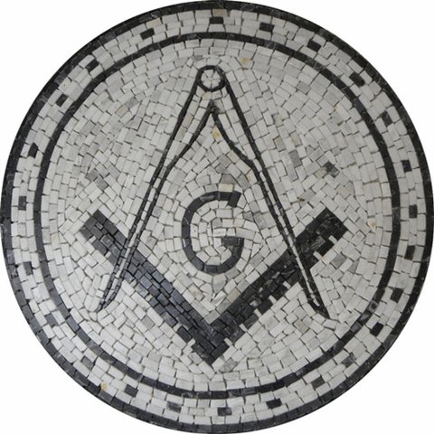Piso Maçom em Mosaico Esquadro e Compasso I