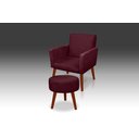 Ver imagem 1 de Kit Poltrona Nina + Puff Redondo Dany Decorativo Suede Bordô - Pandora Decor