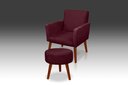 Ver imagem 1 de Kit Poltrona Nina + Puff Redondo Dany Decorativo Suede Bordô - Pandora Decor