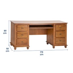 Escrivaninha 6 Gavetas com Suporte para Teclado e Divisor de Ambiente Office 50606 Linz Móveis - 7