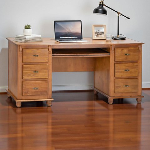 Escrivaninha 6 Gavetas com Suporte para Teclado e Divisor de Ambiente Office 50606 Linz Móveis