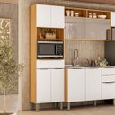 Ver imagem 5 de Paneleiro 100% Mdf 4 Portas 1 Gaveta e Nicho Claire Cinamomo/branco