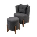 Ver imagem 3 de Kit Poltrona e Puff Luna Decorativa Curvo Orgânico Boucle Cinza Escuro - Montanaris Decor