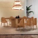 Ver imagem 1 de Mesa de Jantar Suiça 220cm Madeira Tampo Laminado Orgânico com 8 Cadeiras Suiça