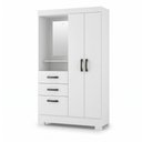 Ver imagem 2 de Guarda-Roupa Solteiro Capelinha com Espelho 2 Portas, 2 Gavetas e Pés Venerabile Branco