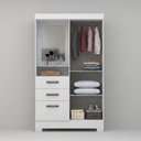 Ver imagem 5 de Guarda-Roupa Solteiro Capelinha com Espelho 2 Portas, 2 Gavetas e Pés Venerabile Branco