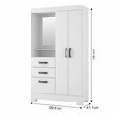 Ver imagem 3 de Guarda-Roupa Solteiro Capelinha com Espelho 2 Portas, 2 Gavetas e Pés Venerabile Branco