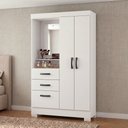 Ver imagem 1 de Guarda-Roupa Solteiro Capelinha com Espelho 2 Portas, 2 Gavetas e Pés Venerabile Branco