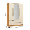 Ver imagem 3 de Guarda-Roupa Casal com Espelho 4 Portas 4 Gavetas Domo Cinamon/Off White