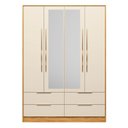 Ver mais imagens de Guarda-Roupa Casal 4 Portas 4 Gavetas com Espelho Domo Amarelo/Cinamon/Off White