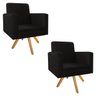 Kit Namoradeira e 02 Poltronas Bella Base Giratória Madeira Suede - Doce Sonho Móveis - Preto - 3