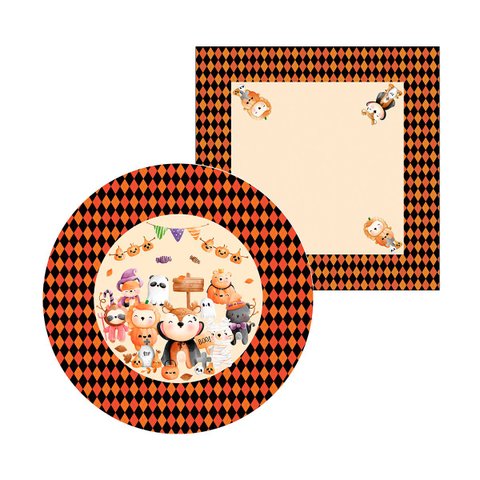 Kit Sousplat + Guardanapo Halloween Infantil Nsw 6 Peças com Base